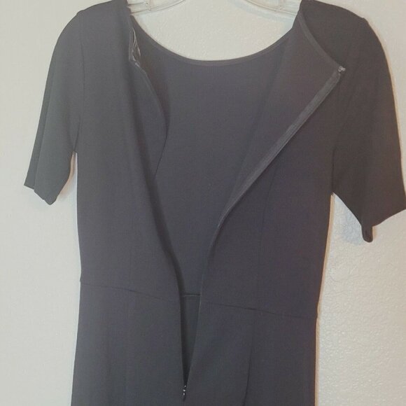 Ann Taylor Black Jersey Button Accent Jersey Midi Dress Size 0 Petite - Picture 4 of 12